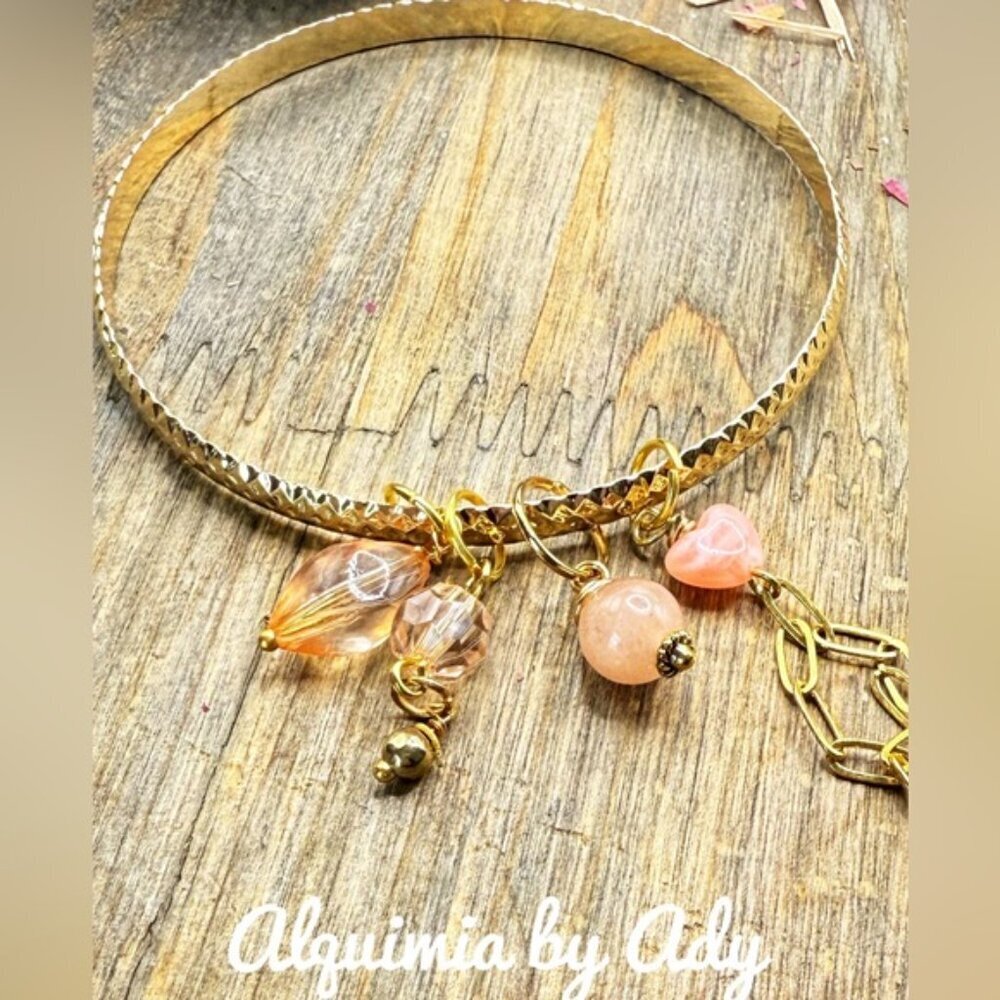 Gold and  SOFT PEACH Charm Bracelet + Gitana